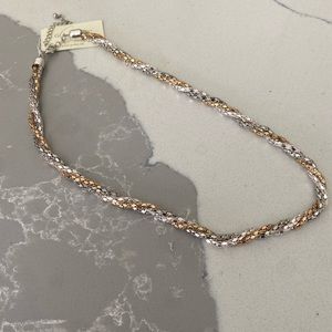 Fashion Jewelry Entwined a Two Toned Gold/Silver Necklace NWT